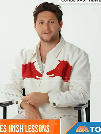 Niall Horan's white animal applique jacket on Today