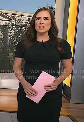 Nikki Battiste's black short sleeve sheath dress on CBS Mornings