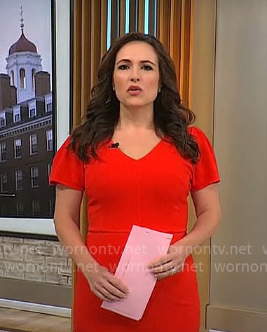 Nikki Battiste's red v-neck dress on CBS Mornings