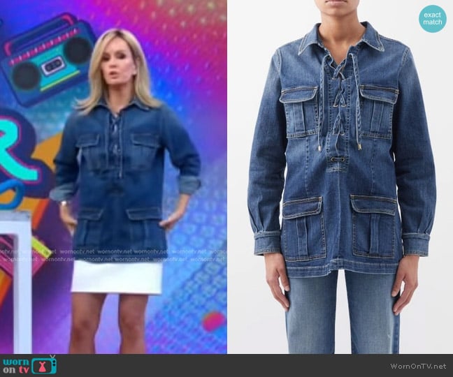 Nili Lotan Monique Flap-pocket Denim Jacket worn by Dr. Jennifer Ashton on Good Morning America