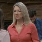 Nina’s coral pink silk blouse on General Hospital