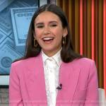 Nina Dobrev’s pink suit on CBS Mornings