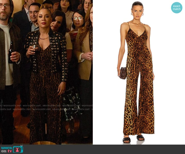 Norma Kamali Slip Jumpsuit in Pantera worn by Carolyn (Aisha Alfa) on Based on a True Story