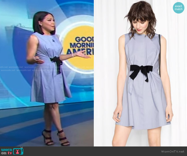 & Other Stories A-line Cotton Dress in Blue worn by Stephanie Ramos on Good Morning America