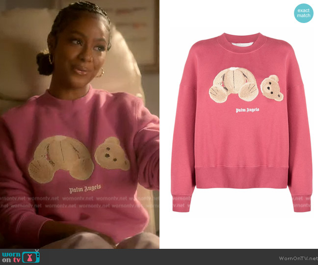 Palm Angels Bear Sweatshirt worn by Annika (Justine Skye) on Grown-ish