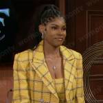 Paris’s yellow checked dress and jacket set on The Bold and the Beautiful