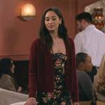 Parker’s long floral dress and red cardigan on How I Met Your Father