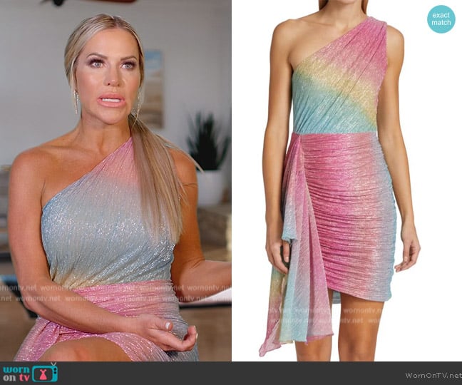 Patbo Prism Metallic One-Shoulder Minidress worn by Jennifer Pedranti on The Real Housewives of Orange County