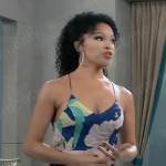 Portia’s blue floral maxi dress on General Hospital