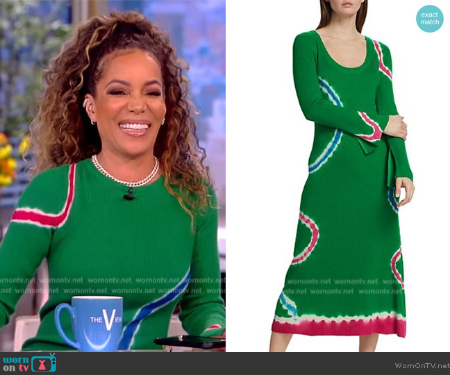 WornOnTV: Sunny’s green ribbed printed dress on The View | Sunny Hostin ...
