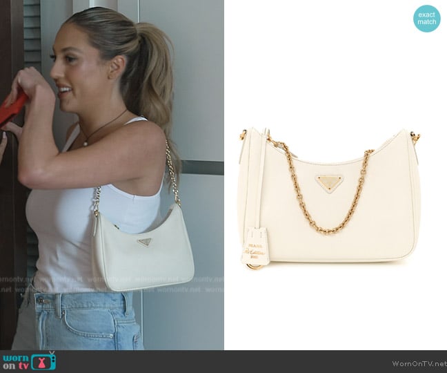 Prada Saffiano Shoulder Bag worn by Sophia Stallone on The Family Stallone