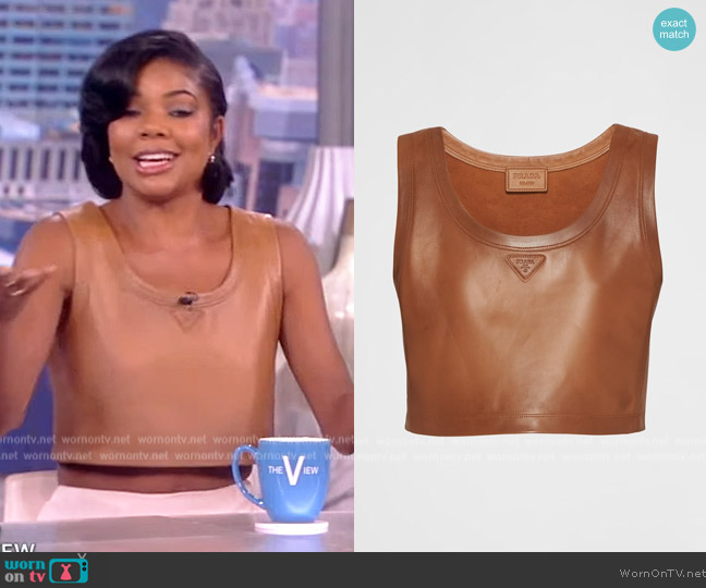 Prada Nappa Leather Top worn by Gabrielle Union on The View