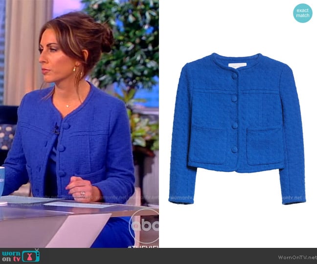 WornOnTV: Alyssa’s blue tweed cropped jacket on The View | Alyssa Farah ...