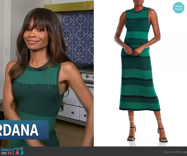 Proenza Schouler Sleeveless Striped Knit Dress worn by Zuri Hall on Access Hollywood