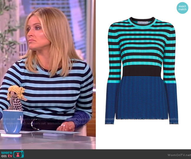 Proenza Schouler Striped Long-Sleeve Sweater worn by Sara Haines on The View