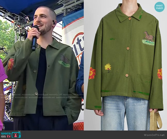 Profound Hand Art Work Jacket in Olive worn by Kendall Schmidt on Today