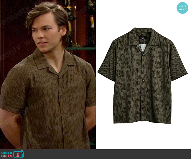 Rag and Bone Avery Shirt in Camo worn by R.J. Forrester (Joshua Hoffman) on The Bold and the Beautiful