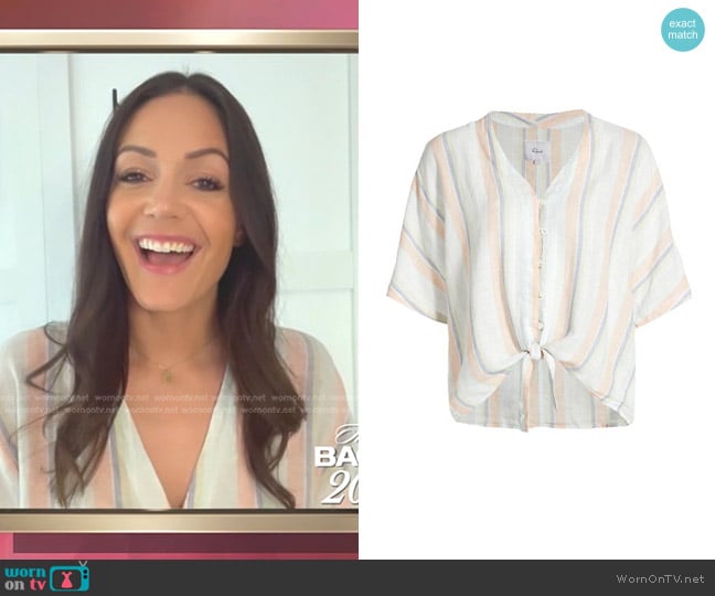 Rails Thea Linen Striped Shirt worn by Desiree Hartsock on The Bachelorette