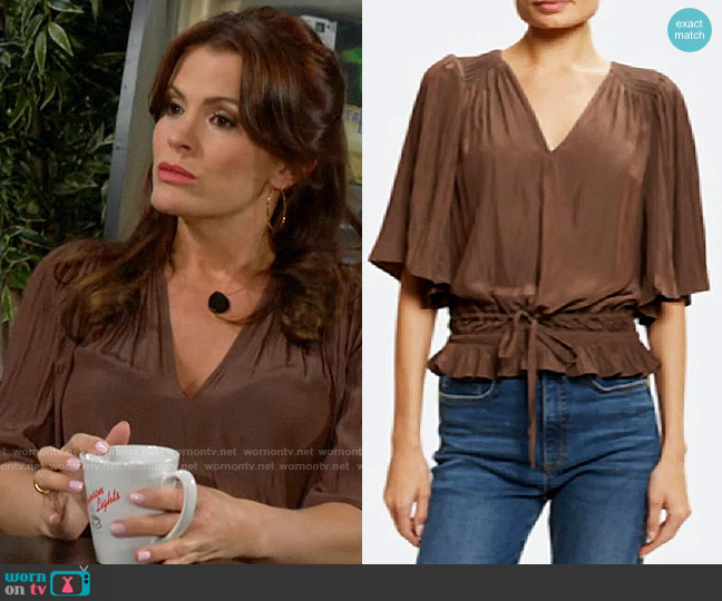 Ramy Brook Dionne Top in Chocolate worn by Chelsea Lawson (Melissa Claire Egan) on The Young and the Restless