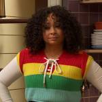 Raven’s rainbow stripe sleeveless sweater on Ravens Home