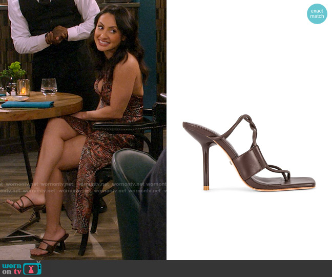 Raye Lava Heel in Chocolate worn by Valentina (Francia Raisa) on How I Met Your Father