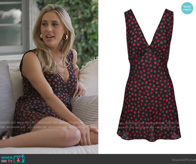 Sophia’s black strawberry print dress on The Family Stallone