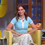 Rebecca’s blue polo top and white floral skirt on Good Morning America