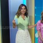 Rebecca’s green polo top and white floral skirt on Good Morning America