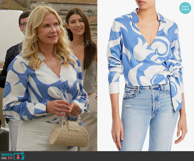 Rebecca Taylor Silhouette Fleur Wrap Blouse worn by Brooke Logan (Katherine Kelly Lang) on The Bold and the Beautiful