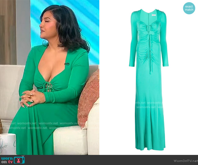 Rebecca Vallance Riccardo cutout ruched jersey gown worn by Annie Gonzalez on Sherri