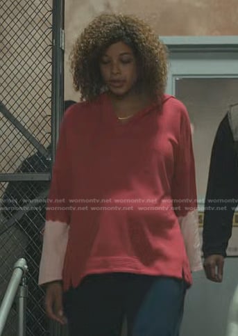 Polly's red dip dye hoodie on Manifest