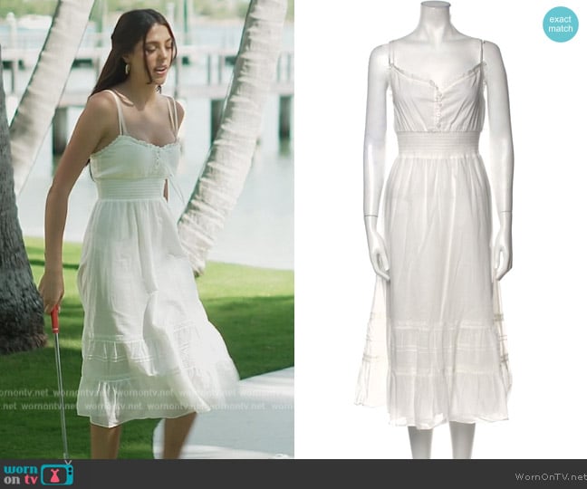 Reformation V-neck Midi Length Dress worn by Sistine Stallone on The Family Stallone