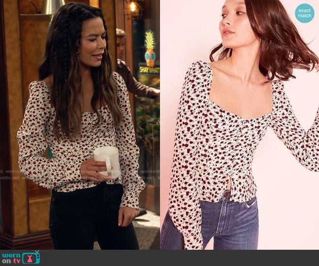 Reformation Mimi Top in Amber worn by Carly Shay (Miranda Cosgrove) on iCarly