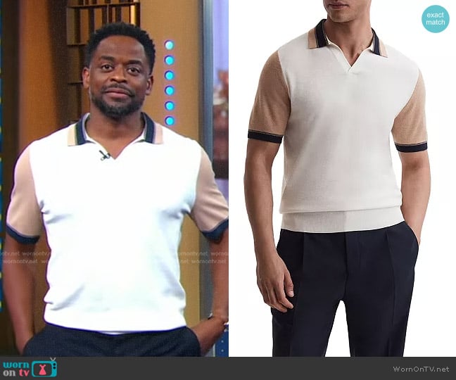 Reiss Kingsford Short Sleeved Open Collar Polo Shirt worn by Dulé Hill on Good Morning America