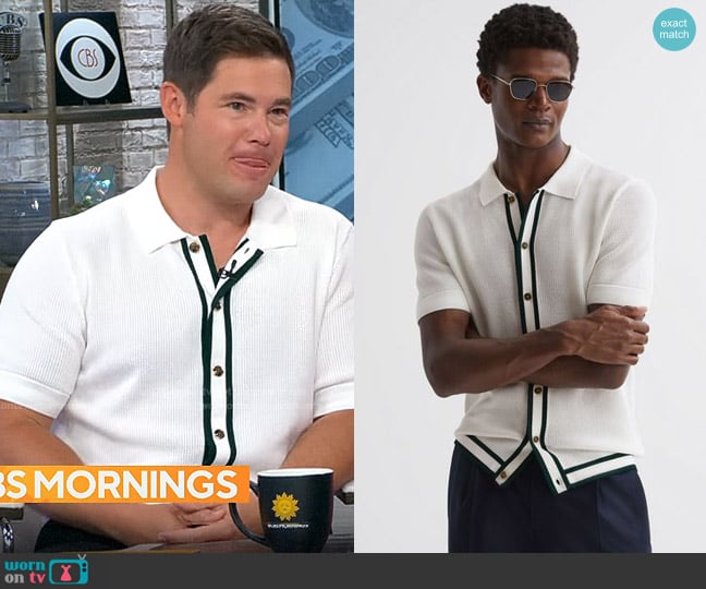 Reiss Che Shirt in Ecru worn by Adam DeVine on CBS Mornings