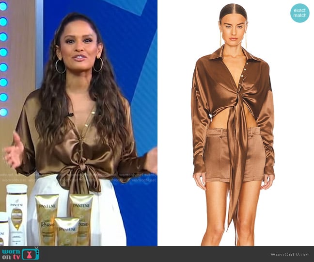 Retrofete Parker Shirt worn by Rocsi Diaz on Good Morning America