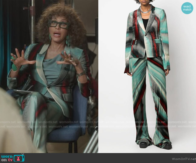 WornOnTV: Lisa's blue tie dye print blazer and pants on And Just Like That, Nicole Ari Parker