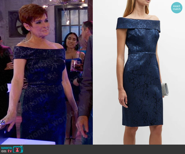 Rickie Freeman for Teri Jon Portrait-Collar Textured Jacquard Dress worn by Diane Miller (Carolyn Hennesy) on General Hospital