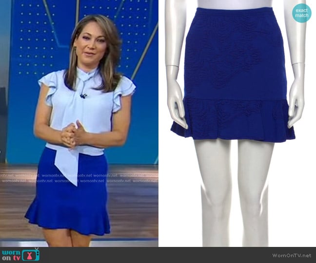 Roberto Cavalli Mini Skirt worn by Ginger Zee on Good Morning America