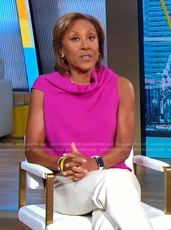 Robin’s fuchsia pink draped top on Good Morning America