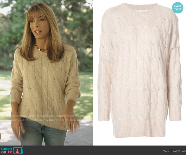 Ryan Roche Oversized Cable Knit Sweater worn by Jennifer Flavin Stallone on The Family Stallone