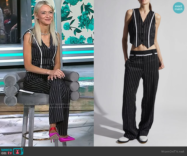 Saint Art New York Quinn Combo Pinstripe Waistcoat and Trouser worn by Zanna Roberts Rassi on Today