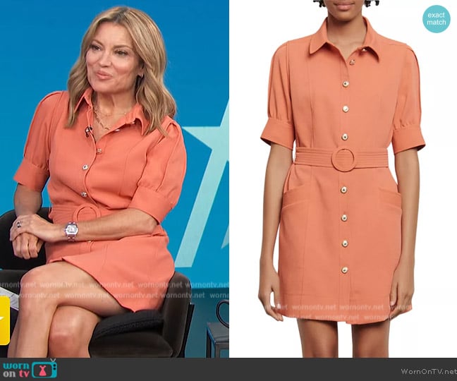 Sandro Joody Belted Mini Dress worn by Kit Hoover on Access Hollywood