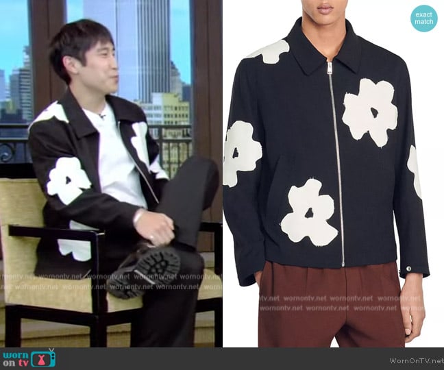 Sandro Flower Zip Jacket worn by Young Mazino on Live with Kelly and Mark