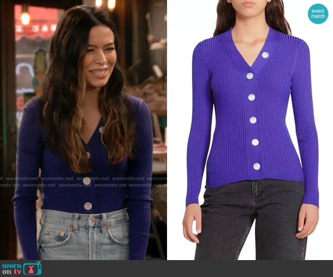 Sandro Gabrielle Ribbed Knit Cardigan worn by Carly Shay (Miranda Cosgrove) on iCarly