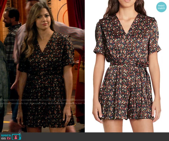 Sandro Grenadine Floral Playsuit worn by Pearl (Mia Serafino) on iCarly