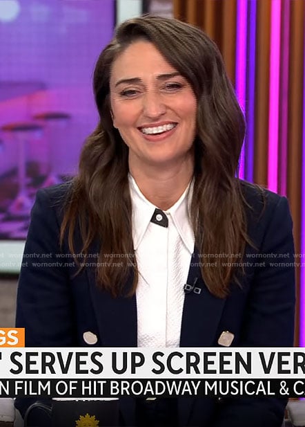 Sara Bareilles’s navy blazer on CBS Mornings