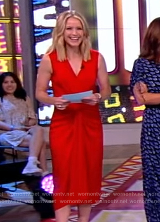 WornOnTV: Sara’s red drape front dress on The View | Sara Haines ...