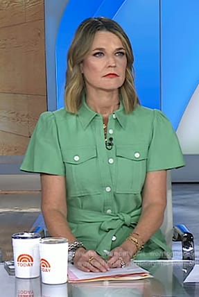 Savannah’s green utility shirtdress on Today