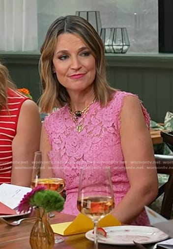 Savannah’s pink floral lace dress on Today